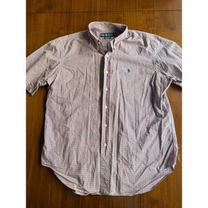 Polo Ralph Lauren Mens XL Classic Fit Red Blue Gingham Plaid Short Sleeve Shirt